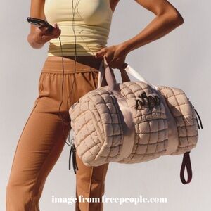 Free People Beige Quilted Travel Bag - color Khaki